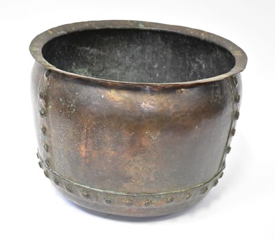 Lot 486 - A brass riveted cauldron or log basket, 33 x...