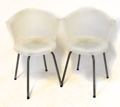 Lot 16 - A pair of contemporary opaque white plastic...
