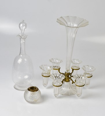 Lot 235 - A late 19th/early 20th century glass epergne,...