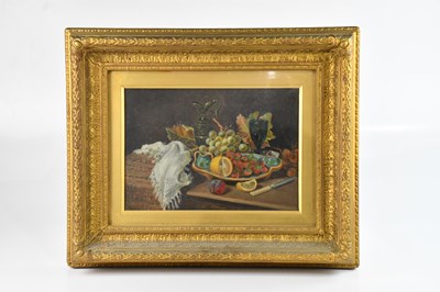 Lot 1663 - E VICTOR; oil on board, still life study of...