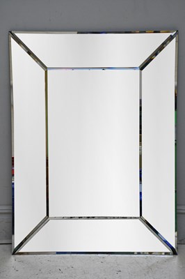 Lot 1142 - A modern bevelled rectangular wall mirror, 120...