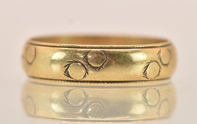 Lot 1317 - A 9ct yellow gold band ring, size M, approx...