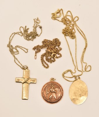 Lot 1149 - Four items of 9ct gold jewellery comprising...