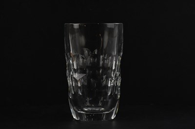 Lot 107 - BACCARAT; a faceted glass cylindrical vase,...