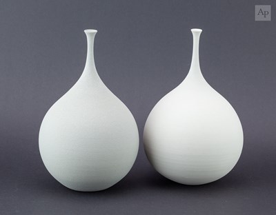 Lot 617 - SOPHIE COOK; a pair of porcelain pod bottles...