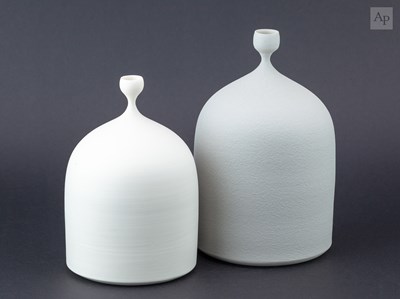 Lot 620 - SOPHIE COOK; a pair of wide porcelain bottles...