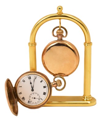 Lot 1645 - Two gold plated full hunter pocket watches,...