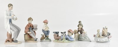 Lot 1217 - LLADRO; six ceramic figures comprising...