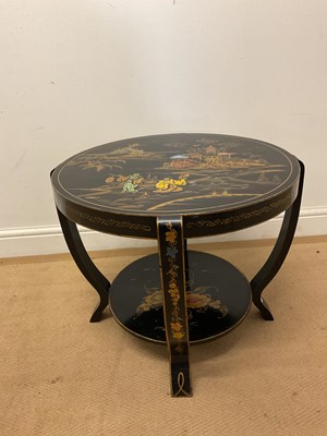 Lot 682 - A chinoisserie decorated two tiered circular...
