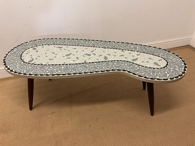Lot 683 - A 1960s mosaic topped kidney shaped coffee...