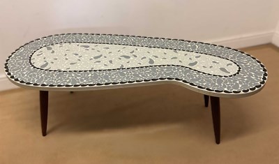 Lot 729 - A 1960s mosaic topped kidney shaped coffee...