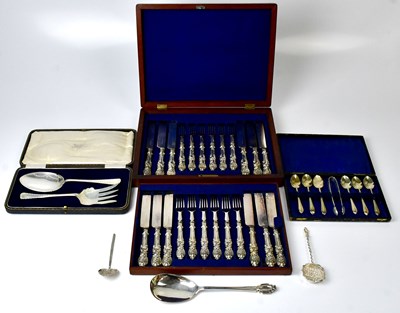 Lot 504 - Silver-plated flatware, comprising a cased set...