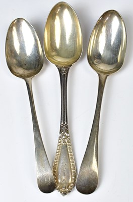 Lot 549 - Two hallmarked silver dessert spoons, length...