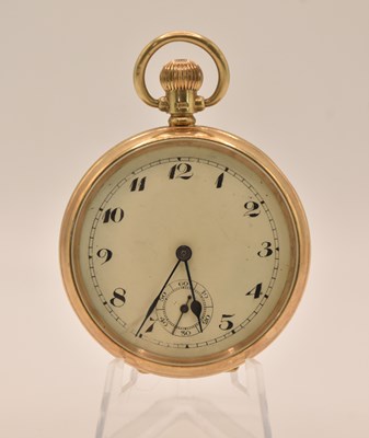 Lot 1630 - A 9ct yellow gold open face pocket watch, with...