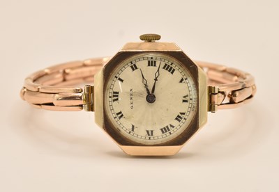 Lot 1640 - GENEX; a lady's 9ct yellow gold cased vintage...