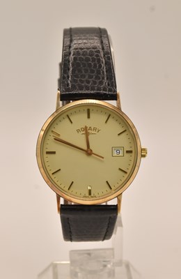 Lot 1641 - ROTARY; a gentleman's 9ct gold wristwatch with...