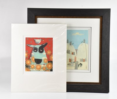 Lot 1724 - ANGELA SMYTH; gouache, stylised town scene,...