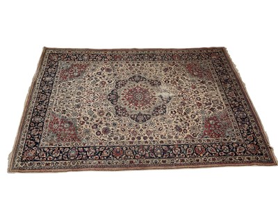 Lot 1212 - A blue ground hand knotted woollen Keshan...
