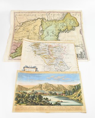 Lot 1682 - ROBERT MORDEN; a hand tinted map of Derbyshire,...