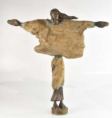 Lot 1340 - A drift wood figure, with bronze coloured foil...