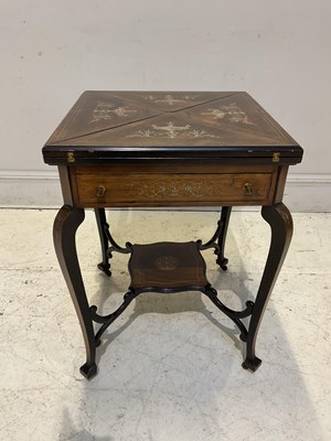 Lot 1164 - An Edwardian inlaid rosewood envelope card...