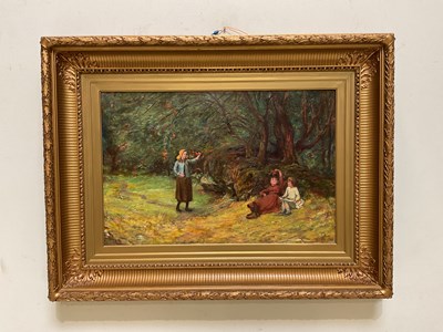 Lot 1659 - AFTER W GILLETT; oil on canvas, children...