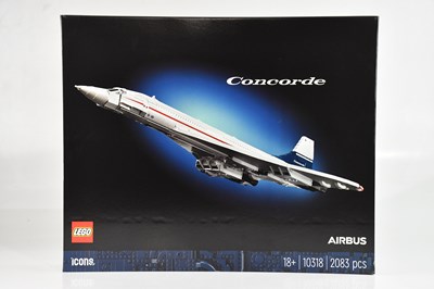 Lot 621 - LEGO; a boxed Icons range Concorde Airbus,...