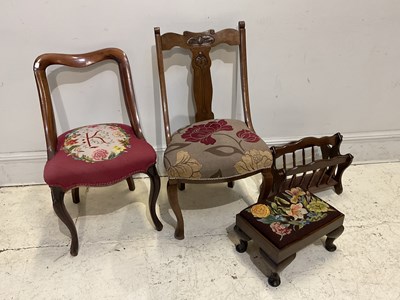 Lot 1193 - An Arts and Crafts carved oak hall chair, a...