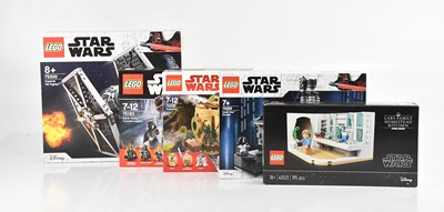 Lot 653 - LEGO; five boxed Star Wars model kits...