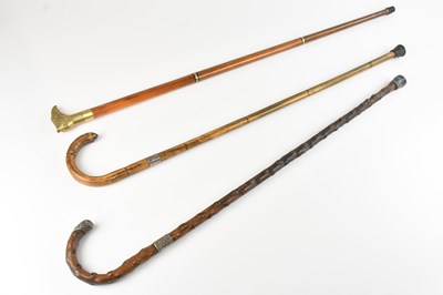 Lot 1421 - Two early 20th century walking sticks with...