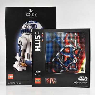 Lot 619 - LEGO; a boxed model kit, 75308 R2-D2, and...