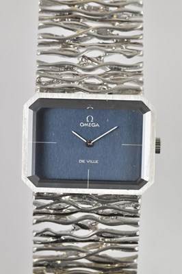 Lot 1002 - OMEGA; a lady's 18ct white textured gold De...