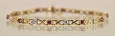 Lot 1470 - A 9ct yellow gold line bracelet, the...