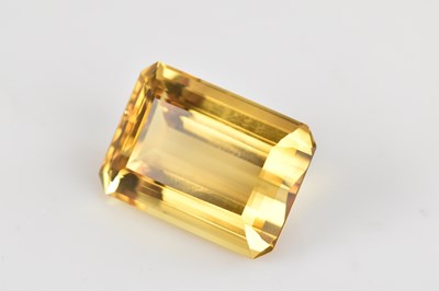 Lot 45 - An emerald cut citrine, 27.3 x 19.8mm. PLEASE...