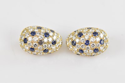 Lot 230 - A pair of yellow metal diamond and sapphire...