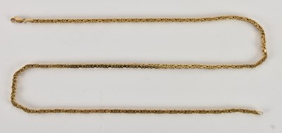 Lot 1335 - A 9ct yellow gold box link necklace, length...