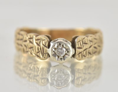 Lot 1248 - A 9ct yellow gold diamond solitaire ring, the...
