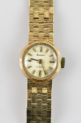 Lot 1572 - ACCURIST; a lady's 9ct gold wristwatch, the...