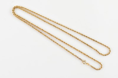 Lot 1548 - A 9ct gold rope twist necklace, length 69cm,...