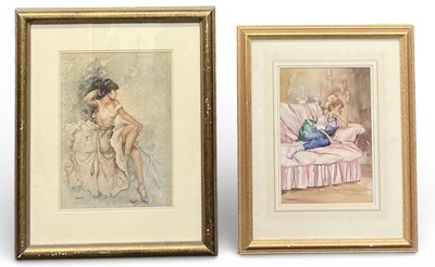 Lot 315 - KIM RAYMOND; watercolour, portrait of a young...
