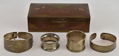 Lot 1126 - A George V hallmarked silver napkin ring,...