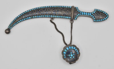 Lot 1107 - A Russian silver (840/1000) niello dagger, in...