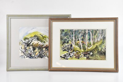 Lot 1729 - JUNE BEVAN; two watercolours, ‘Wind Blown...