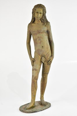 Lot 1284 - A modern bronzed metal model of a standing...