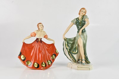 Lot 1575 - ROYAL DUX; an Art Deco coloured ceramic figure...
