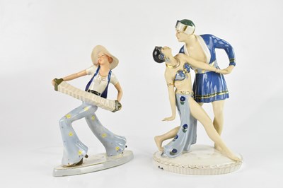 Lot 1573 - ROYAL DUX; an Art Deco figure of a girl...