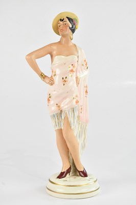 Lot 1574 - ROYAL DUX; a large Art Deco figure of a girl...
