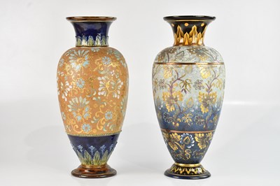 Lot 273 - ROYAL DOULTON; two large Artware vases, with...