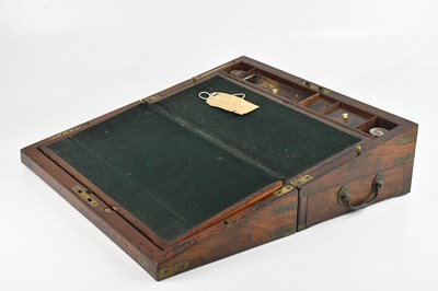 Lot 1380 - A 19th century metal bound writing slope with...