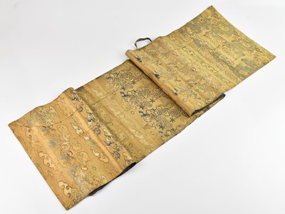 Lot 370 - A Chinese embroidered silk panel decorated...